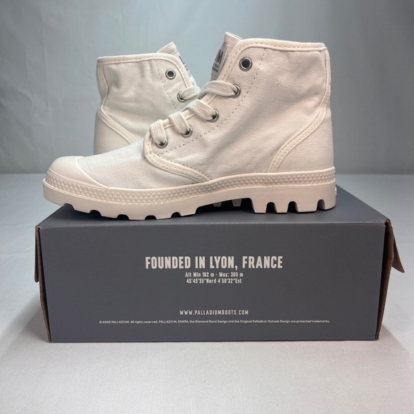 Palladium Pampa Hi‎ Womens Boots Size 6.5 Star White Canvas Ankle Sneakers - Picture 7 of 10